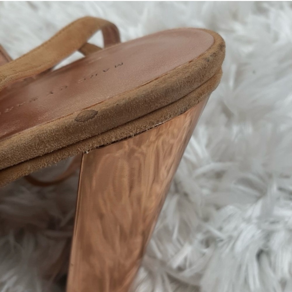 Marc by Marc Jacobs Copper Rose Gold Platform Suede Heeled Sandals Tan Size 39.5 - Picture 4 of 8